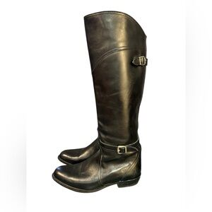 FRYE Double Buckle black leather boots